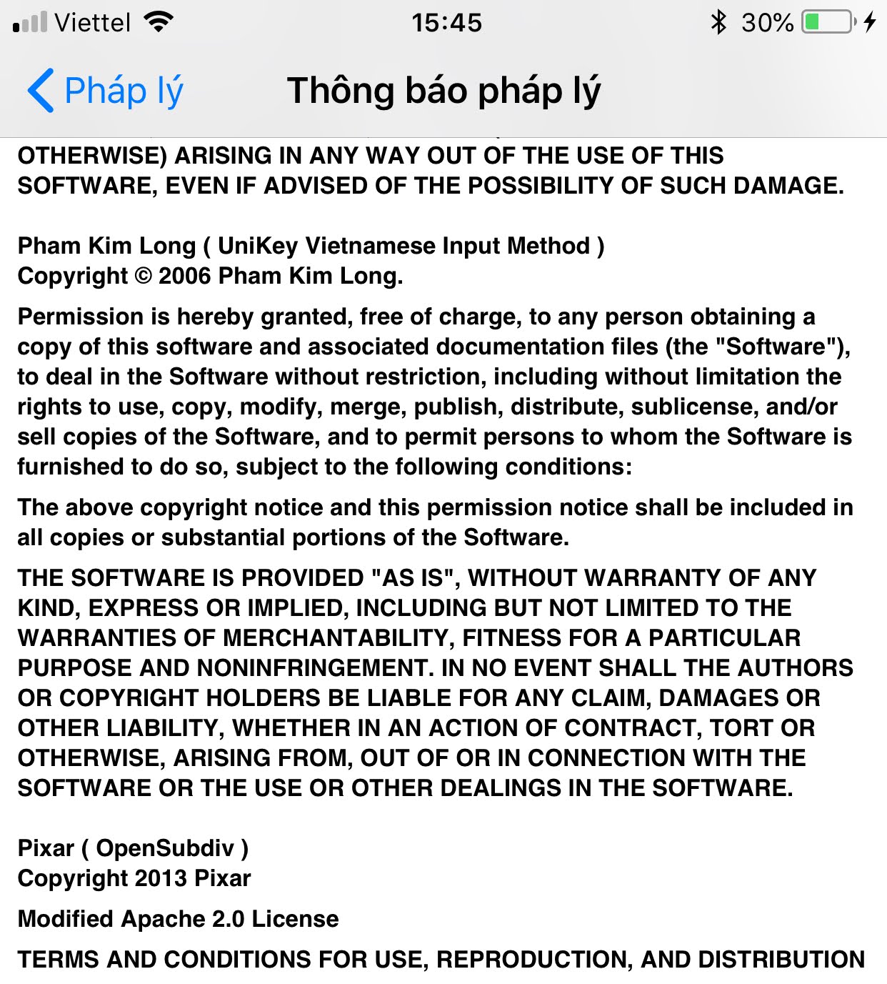 iOS Legal Notice